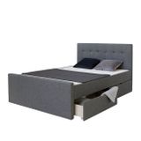 Čalúnená posteľ 180x200 sivá s lamelovým roštom 2 zásuvky