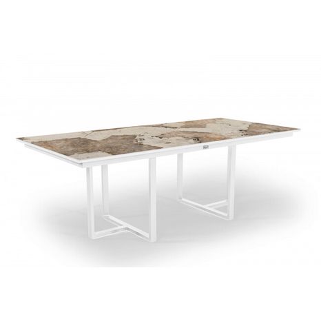 Hliníkový stôl s dektonovou doskou Idda 280 x 100 cm KHALO 280 X 100 cm - biely