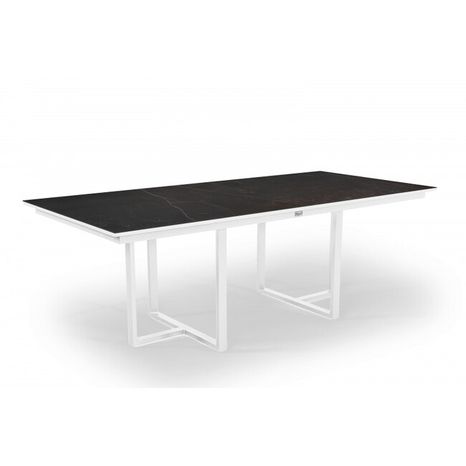 Hliníkový stôl s dektonovou doskou Nida 220 x 100 cm KELYA - biely
