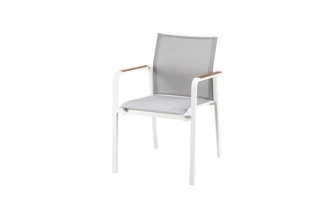 Záhradná stolička SUNS TUTTI teak biela/sivá