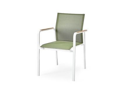 Záhradná stolička SUNS TUTTI teak biela/zelená
