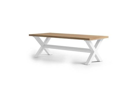 Záhradný hliníkový stôl/teak BILBAO biely