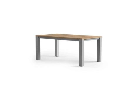 Záhradný hliníkový stôl/teak MADRID sivý