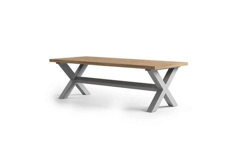Záhradný hliníkový stôl/teak BILBAO sivý